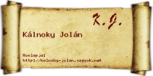 Kálnoky Jolán névjegykártya