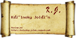 Kálnoky Jolán névjegykártya